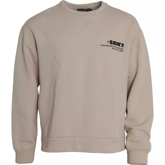 Dolce & Gabbana Beige Katoenen Ronde Hals Sweatshirt Trui