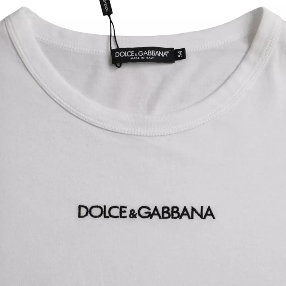 Dolce & Gabbana Witte Logo Katoenen Ronde Hals Trui