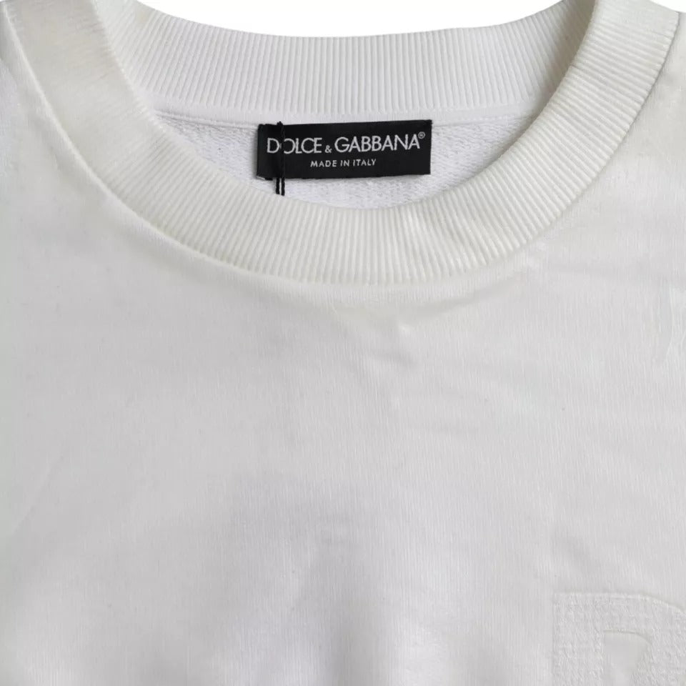 Dolce & Gabbana Witte Katoenen Ronde Hals Sweatshirt Trui