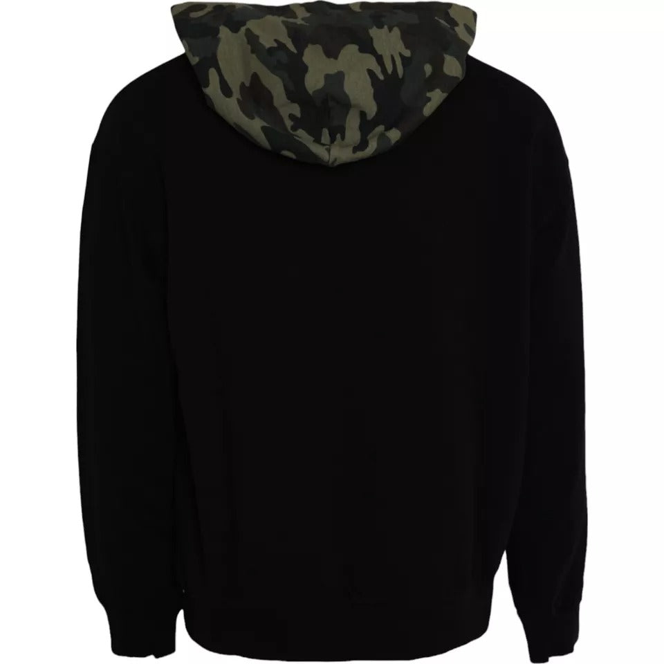 Dolce & Gabbana Zwarte Camouflage Capuchon Sweatshirt Trui