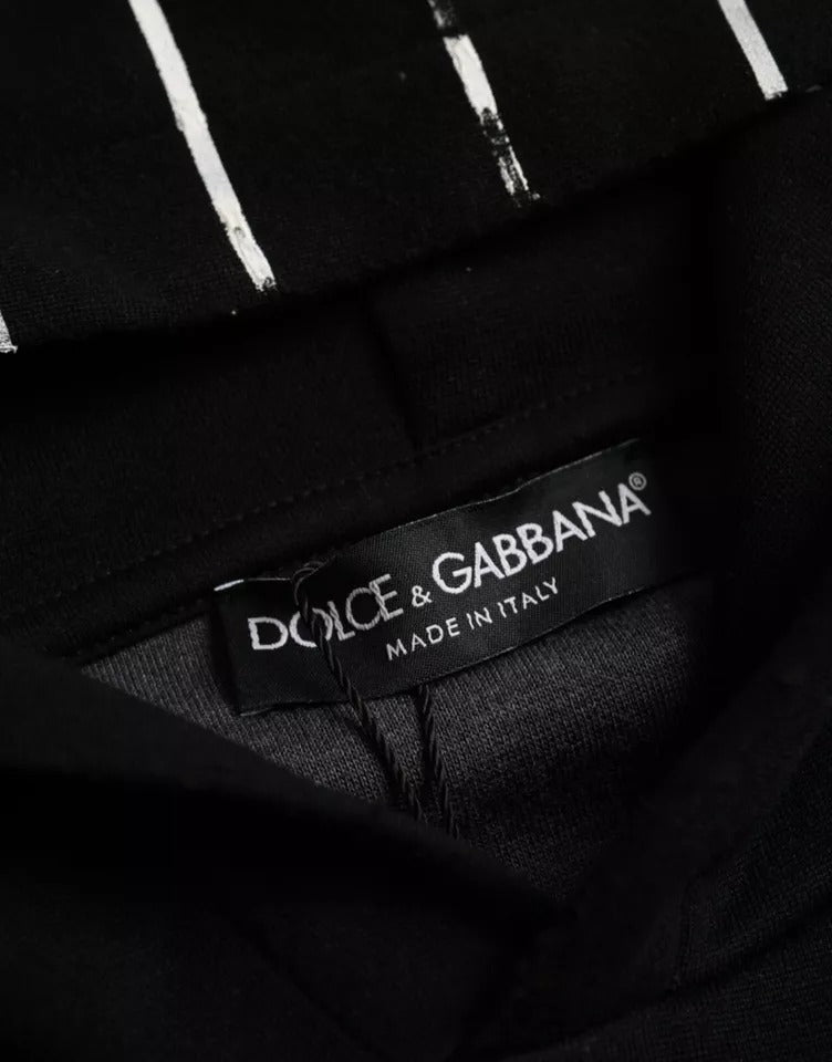 Dolce & Gabbana Zwart Wit Strepen Logo Capuchon Trui