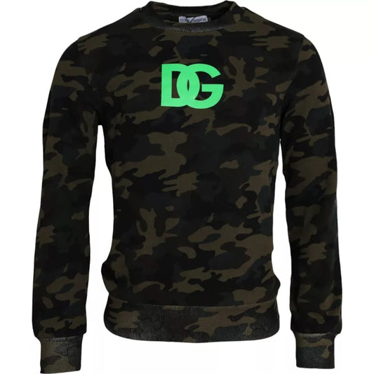 Dolce & Gabbana Zwarte Camouflage Ronde Hals Pullover Trui