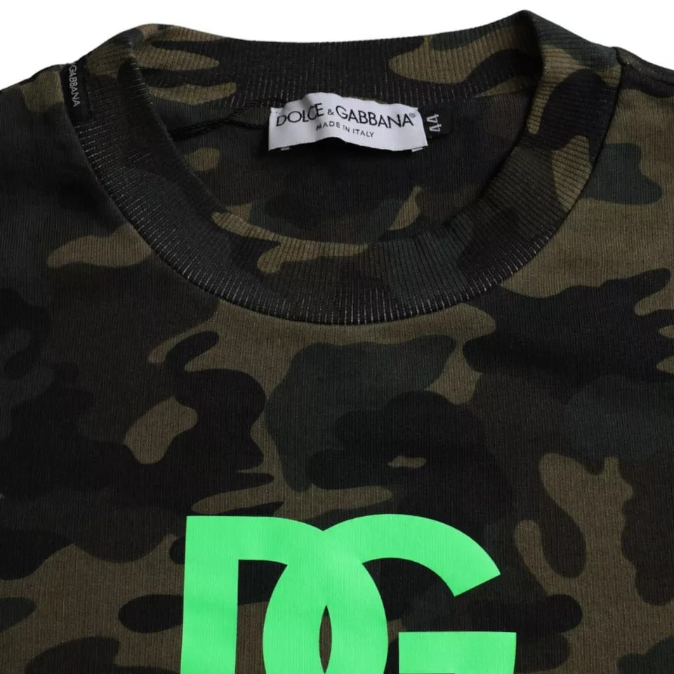 Dolce & Gabbana Zwarte Camouflage Ronde Hals Pullover Trui