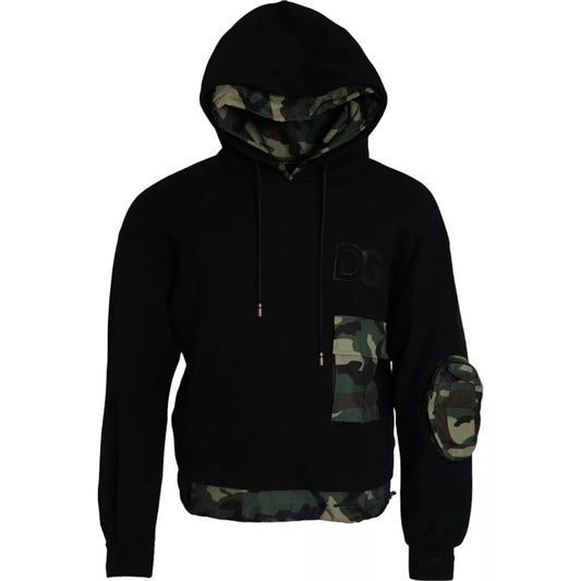 Dolce & Gabbana Zwarte Camouflage Capuchon Sweatshirt Trui