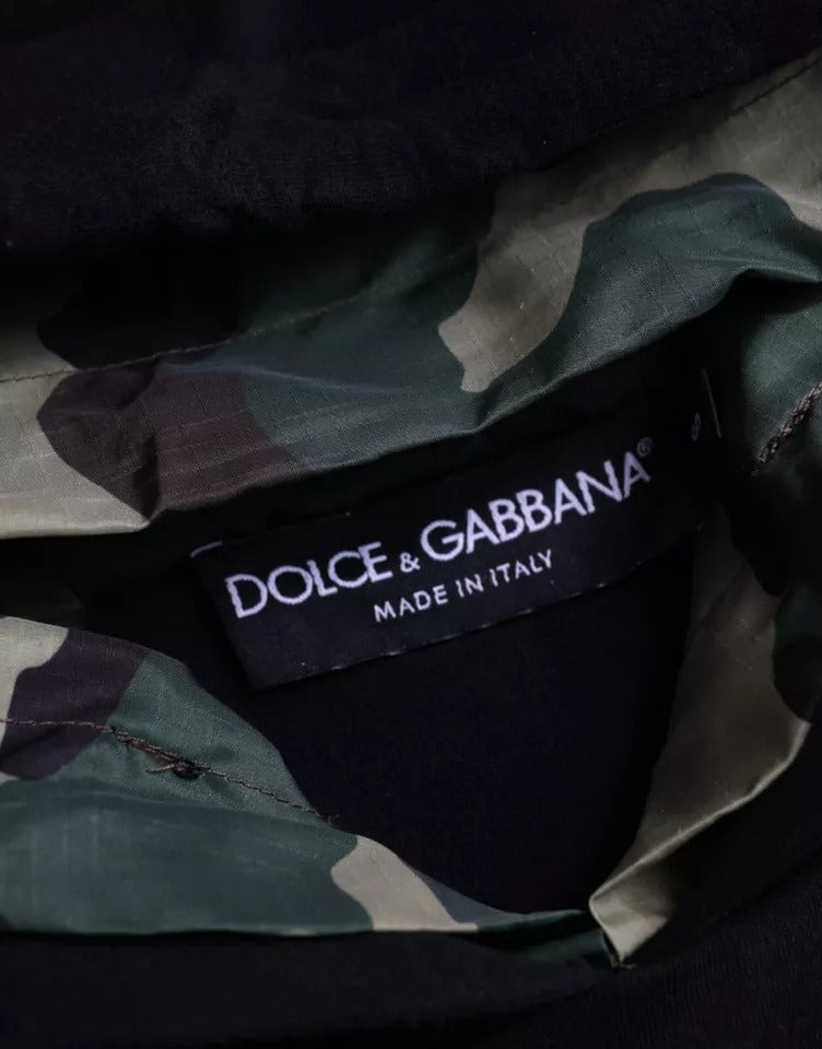 Dolce & Gabbana Zwarte Camouflage Capuchon Sweatshirt Trui