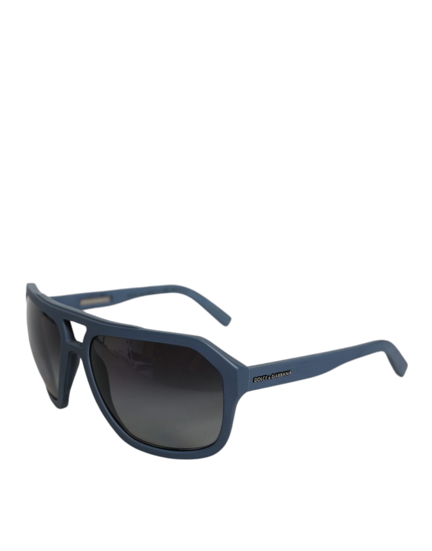 Dolce & Gabbana Blauwe Metalen Frame Rubberen Huid Gepolariseerde Spiegel Lens Zonnebril