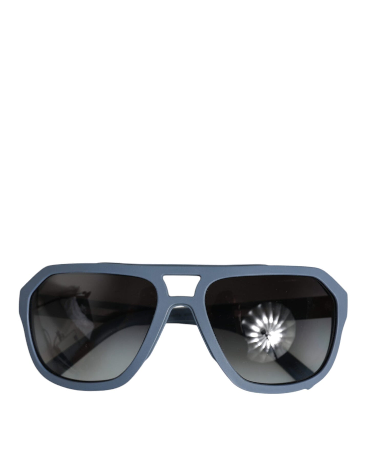 Dolce & Gabbana Blauwe Metalen Frame Rubberen Huid Gepolariseerde Spiegel Lens Zonnebril