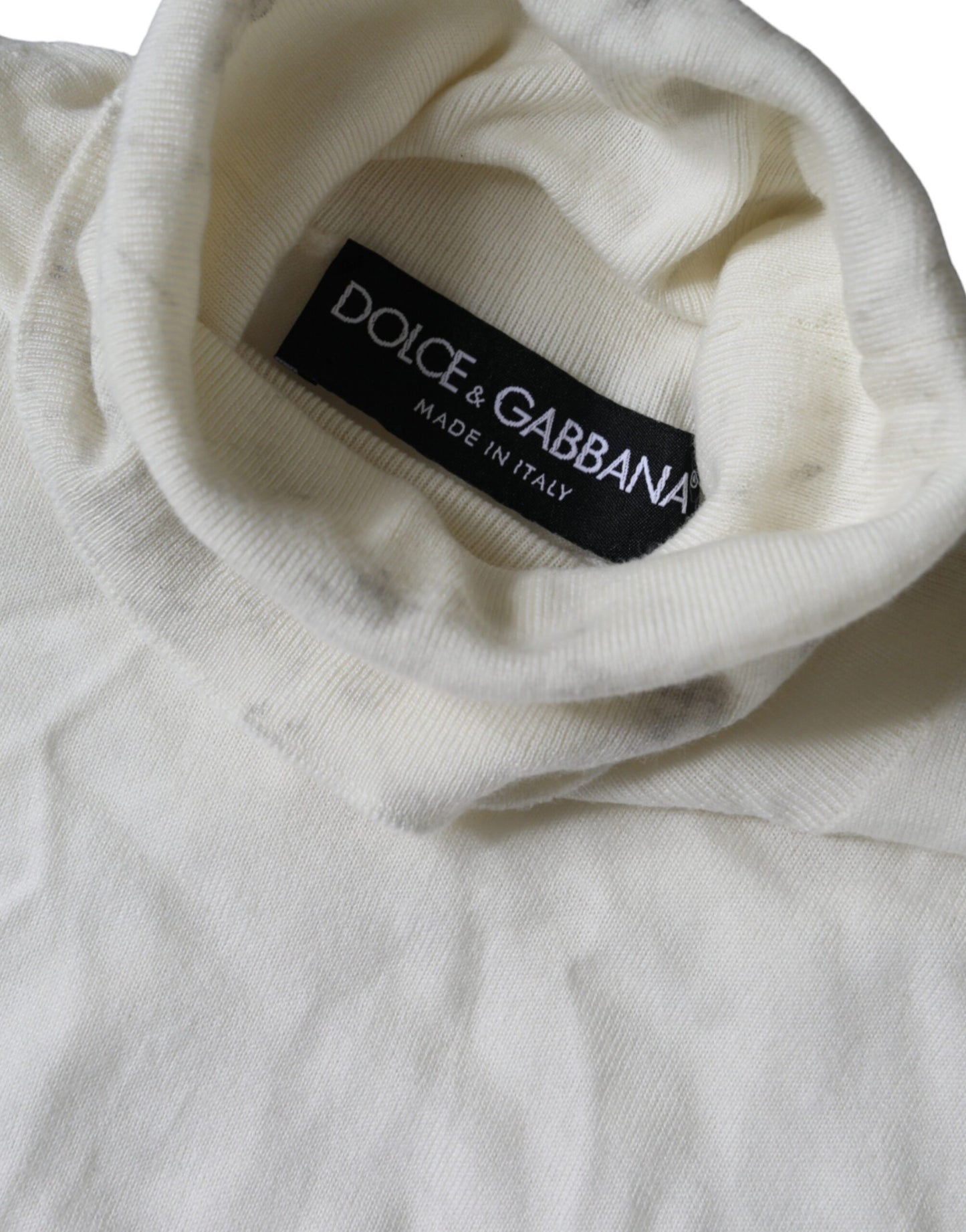 Dolce & Gabbana Off White Wollen Turtle Neck Trui