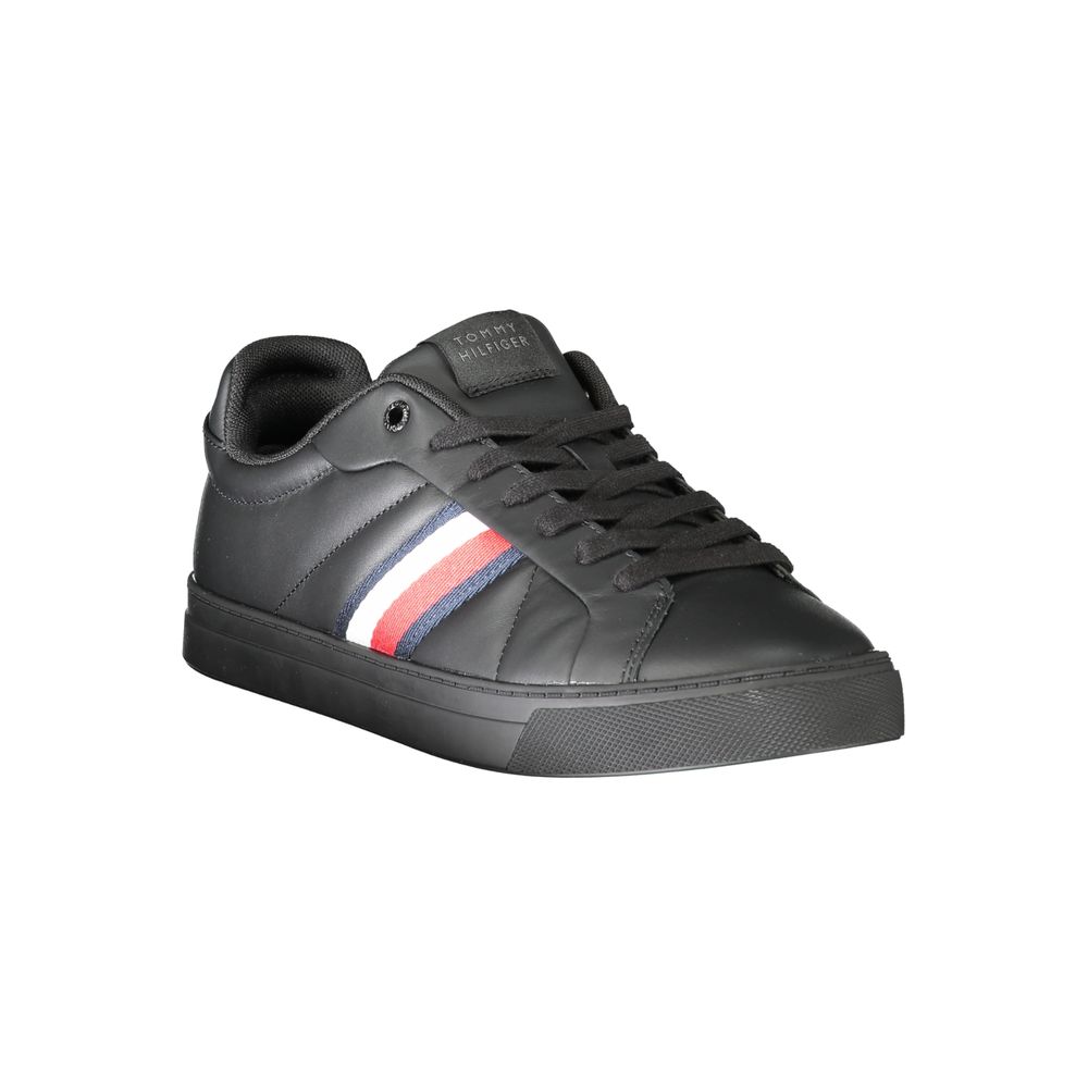 Tommy Hilfiger Zwarte Leren Heren Sneaker