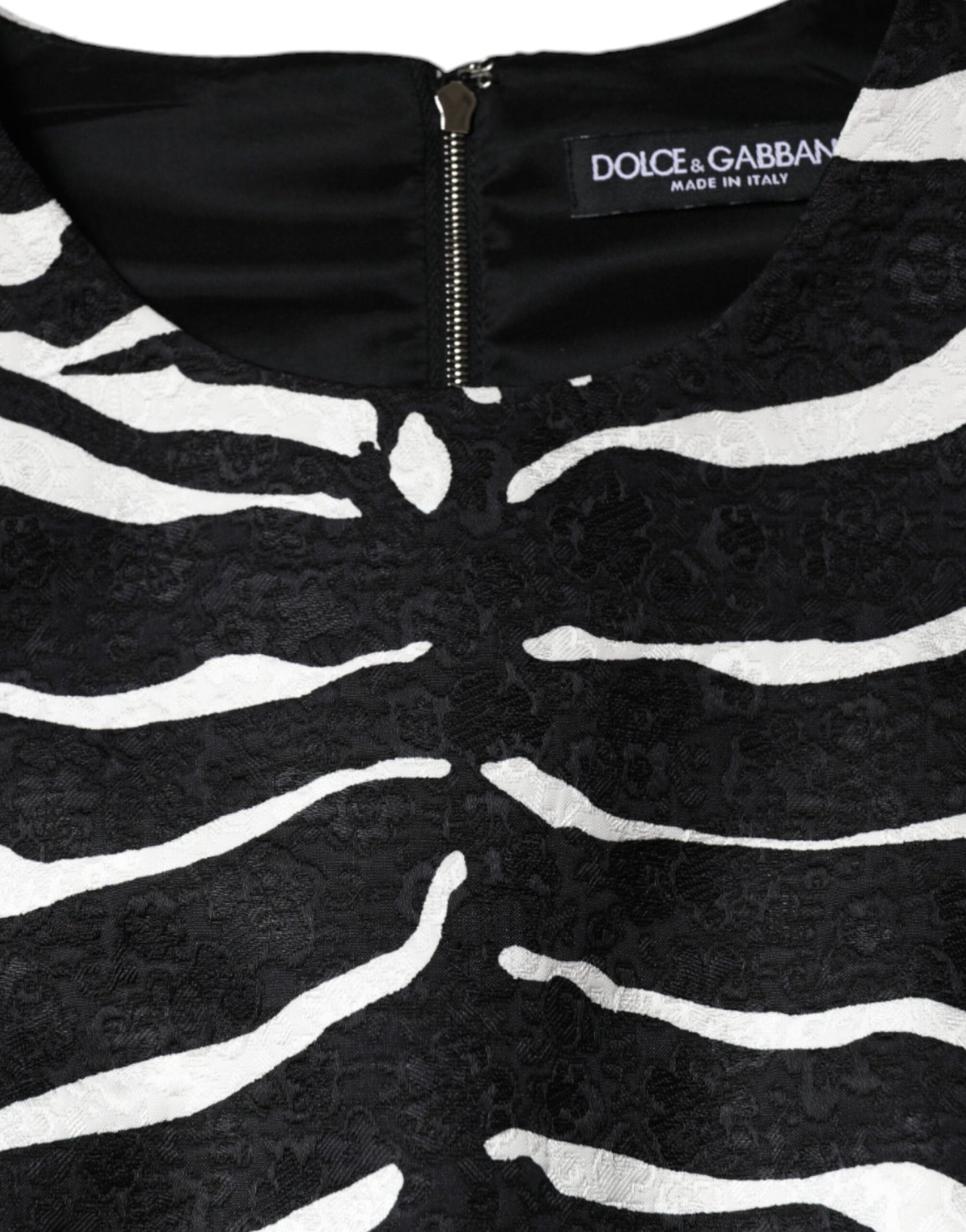 Dolce & Gabbana Zwart Wit Zebra A-lijn Schede Mini Jurk