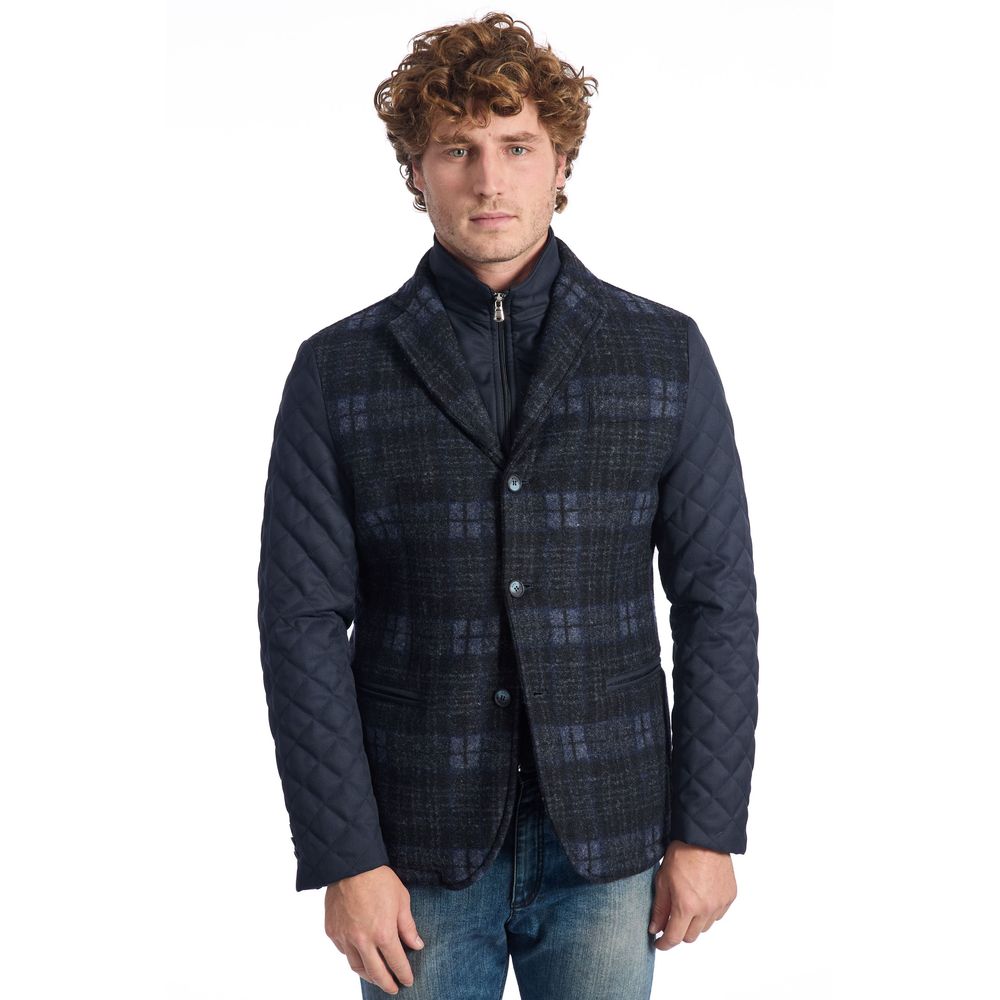 Roberto Pepe Luxury Blue Wool Men Jacket