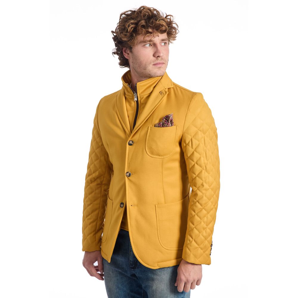 Roberto Pepe Luxury Yellow Viscose Men Jacket