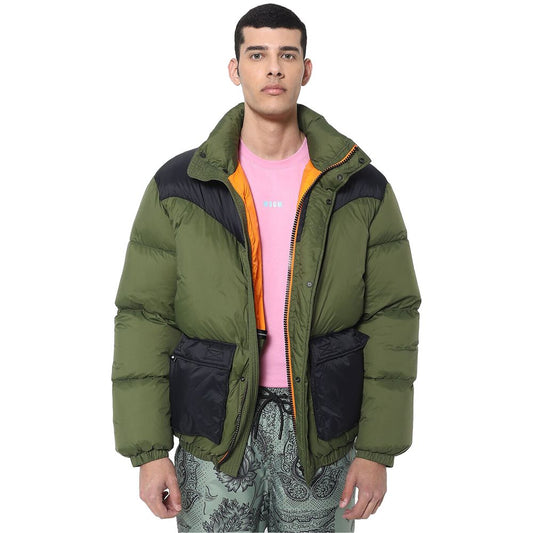 MSGM Green Nylon Men Bomber Jacket