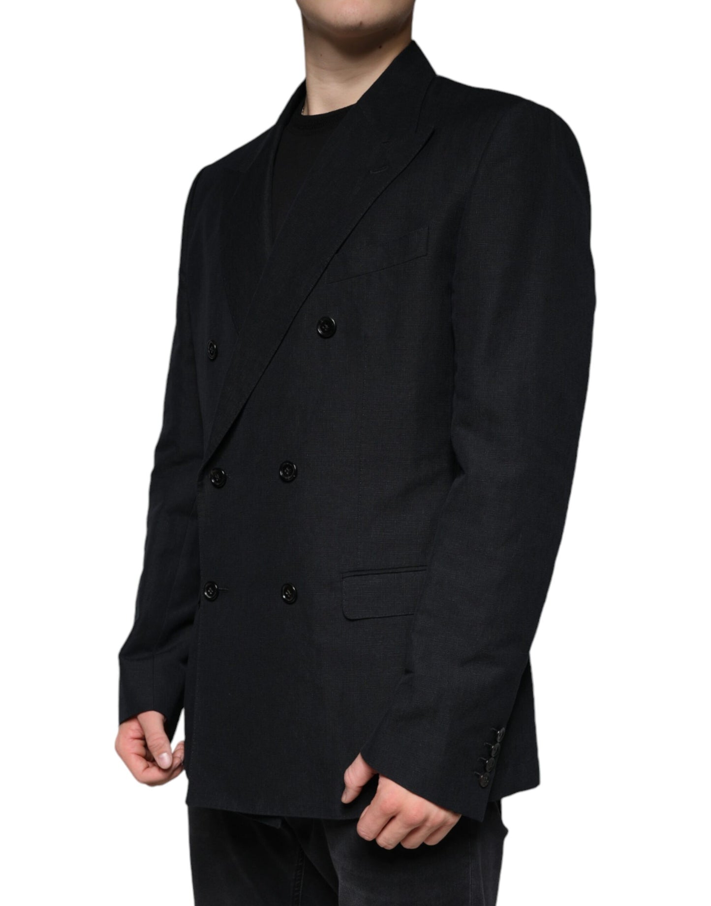 Dolce & Gabbana Zwarte Linnen Dubbelrijs Jurk Blazer