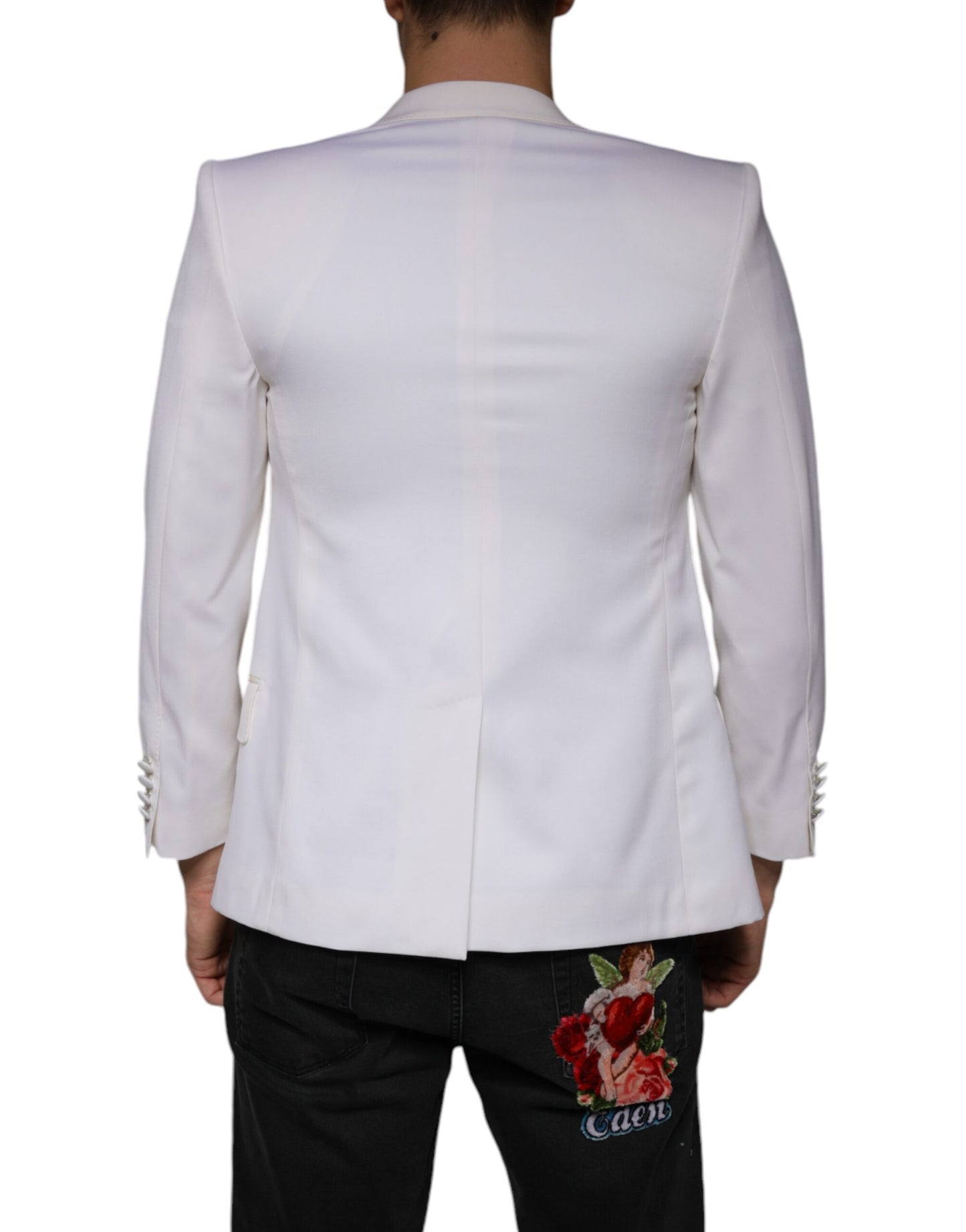 Dolce & Gabbana Off White wollen enkelrijs blazer