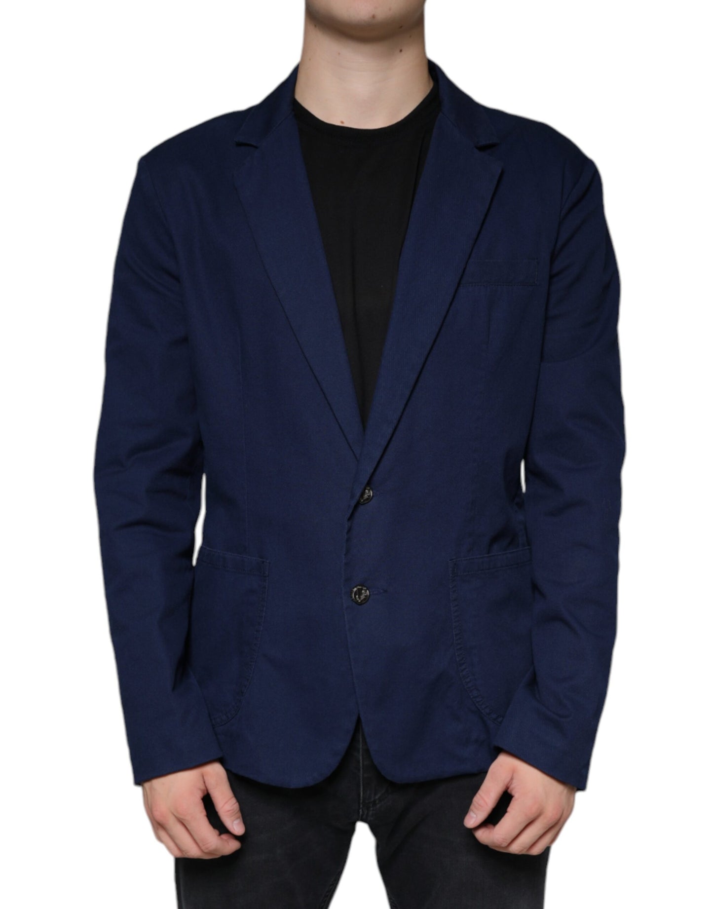 Dolce & Gabbana Blue Notch Single Breasted Dress Blazer