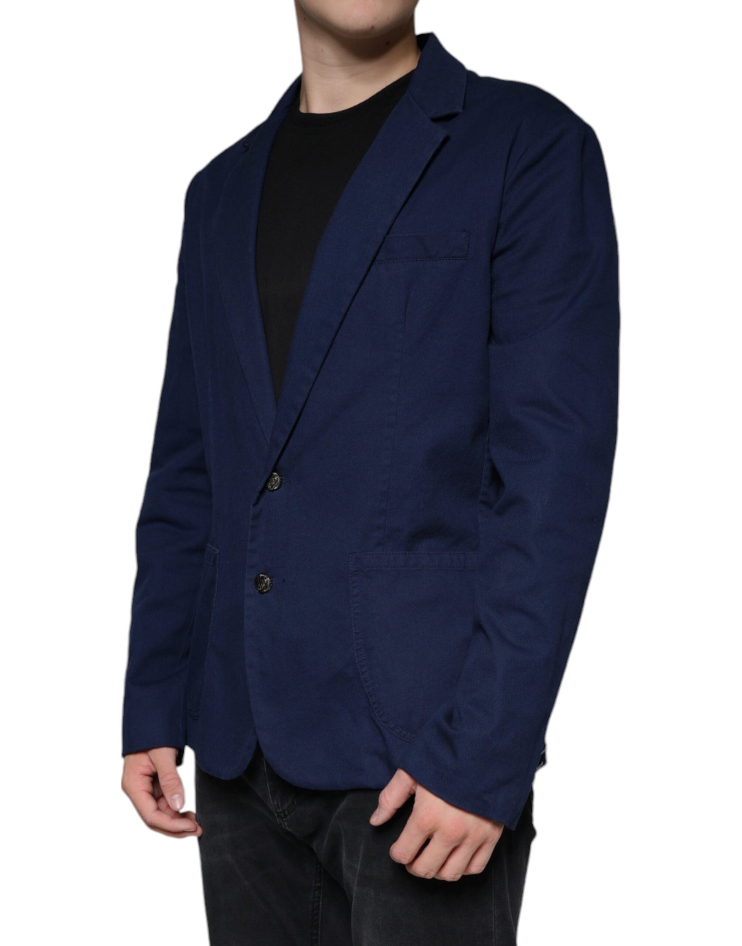 Dolce & Gabbana Blue Notch Single Breasted Dress Blazer