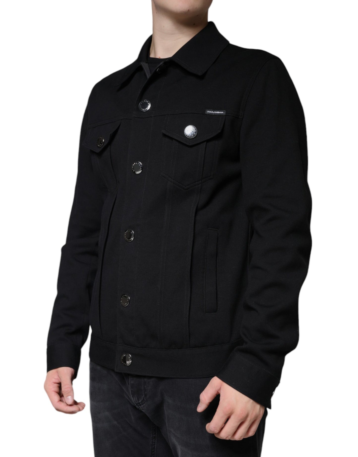 Dolce & Gabbana Black Cotton Blend Button Down Jacket