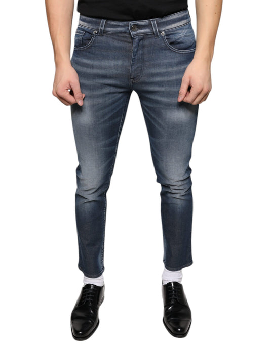 Dolce & Gabbana Donkerblauwe Gewassen Katoenen Skinny Denim Jeans