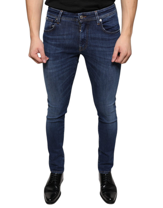 Dolce & Gabbana Donkerblauwe Katoenen Stretch Skinny Denim Jeans