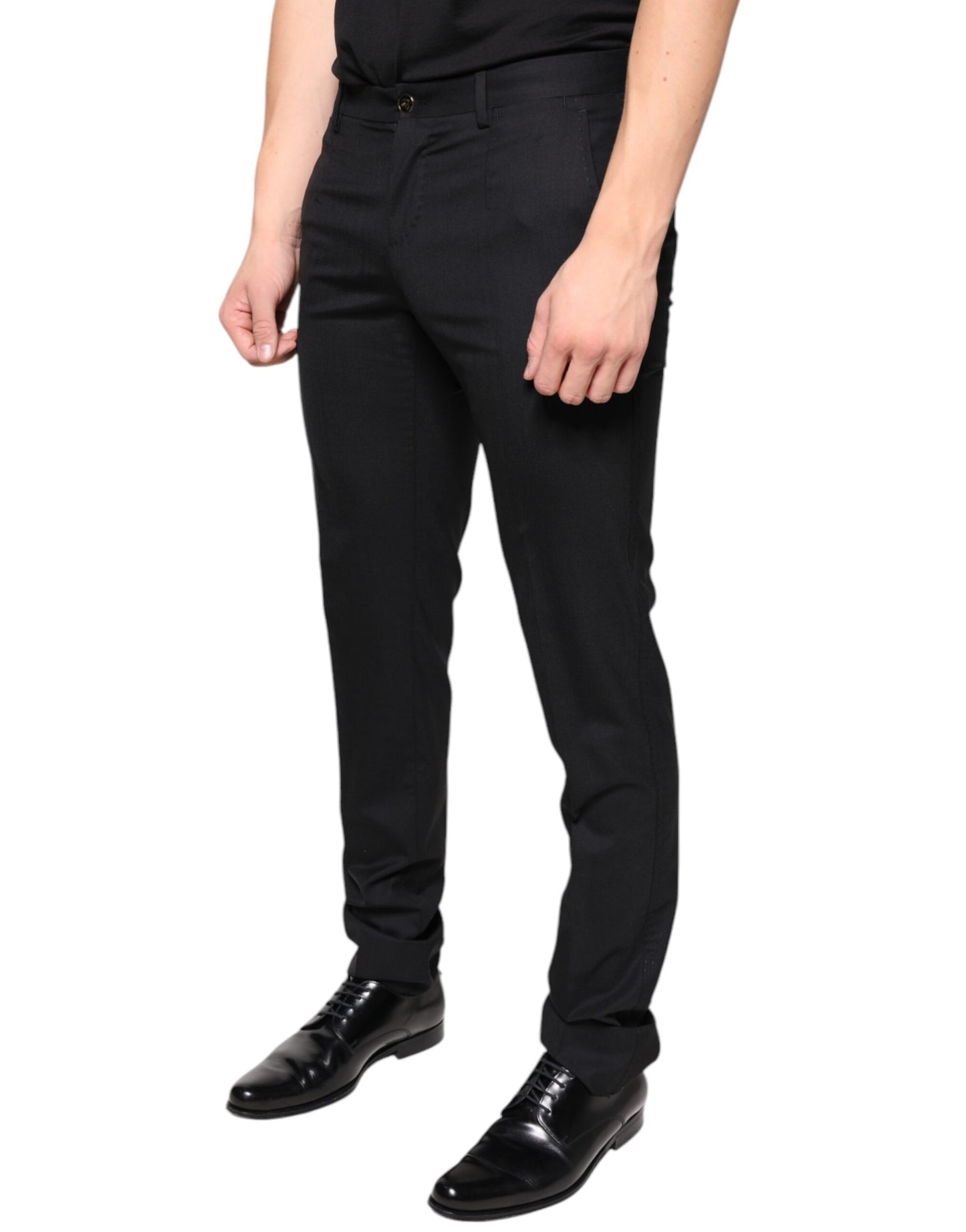 Dolce & Gabbana Zwarte Wollen Skinny Heren Broek