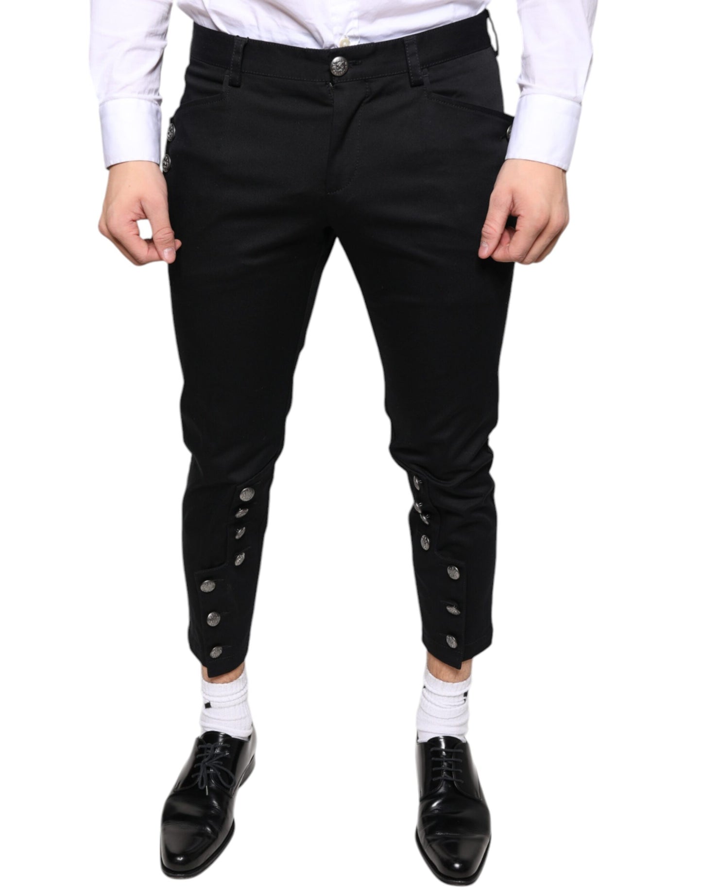 Dolce & Gabbana Zwarte Katoenen Versierde Cropped Broek