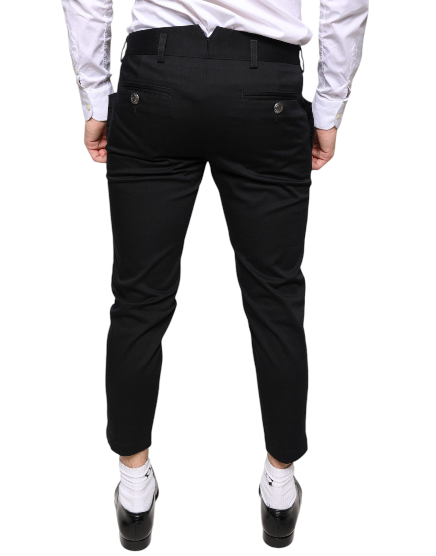 Dolce & Gabbana Zwarte Katoenen Versierde Cropped Broek