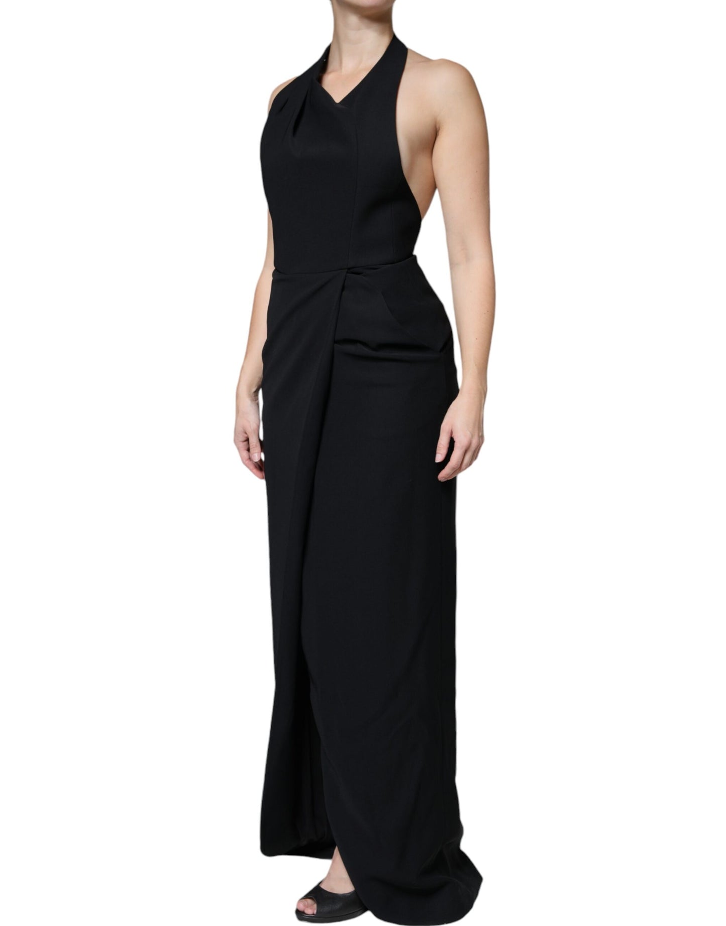 Emporio Armani Black Sleeveless Halter Sheath Long Gown Dress