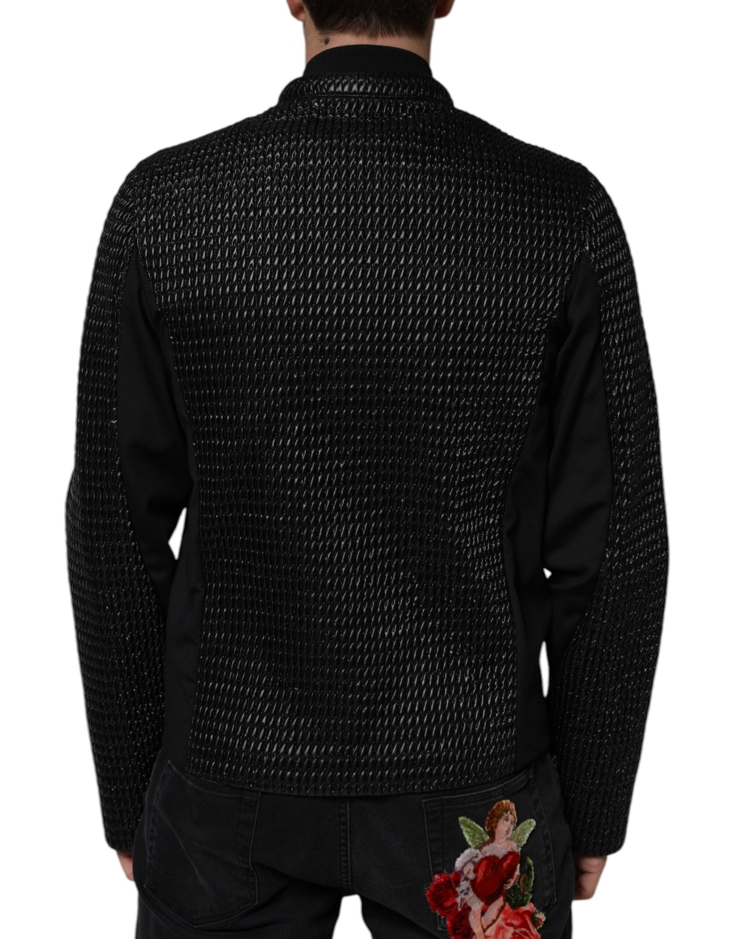 Dolce & Gabbana Black Cotton Full Zip Men Bomber Jacket