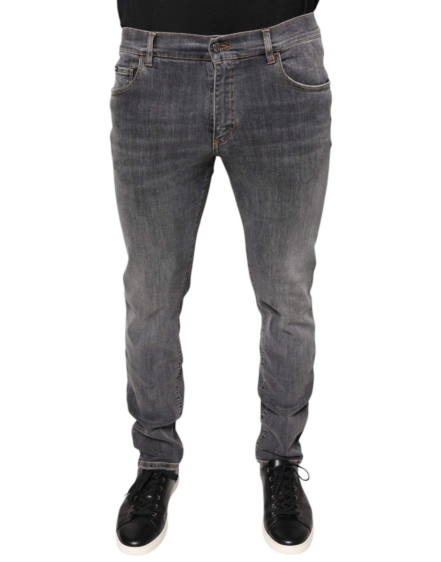 Dolce & Gabbana Dark Gray Cotton Stretch Skinny Denim Jeans