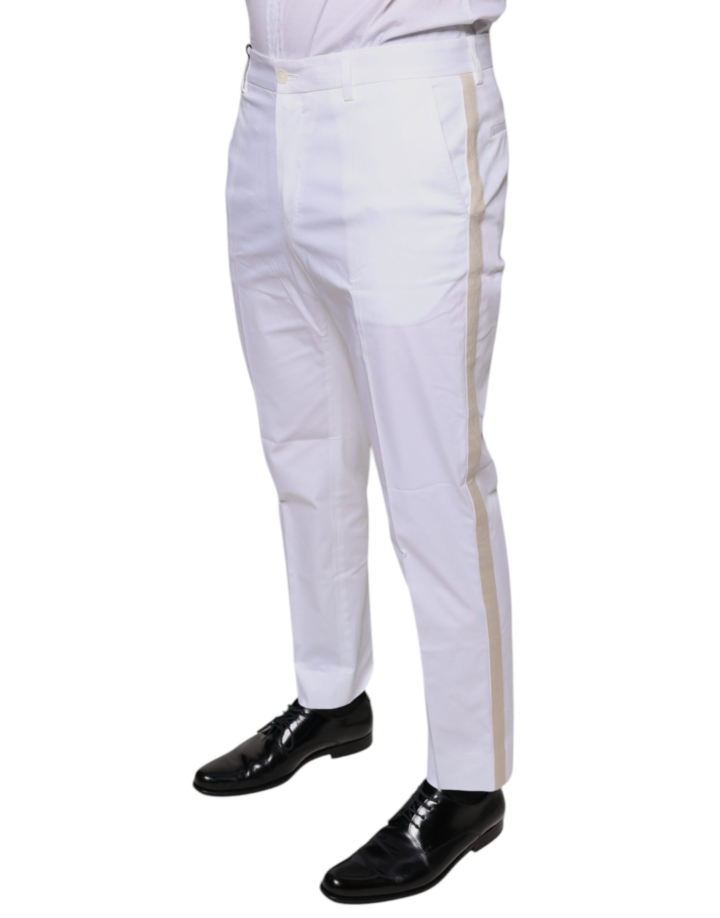 Dolce & Gabbana White Cotton Skinny Dress Pants