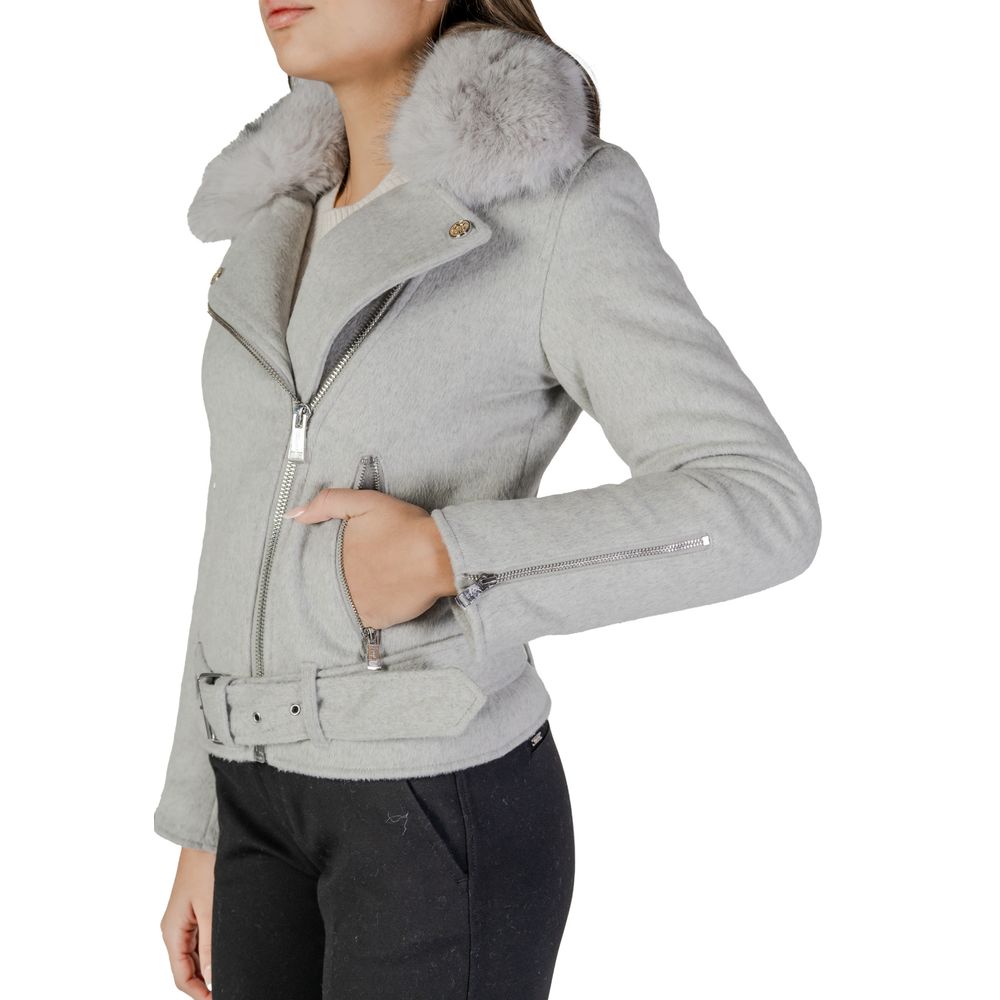 Guess Gray Polyester Jackets & Coat