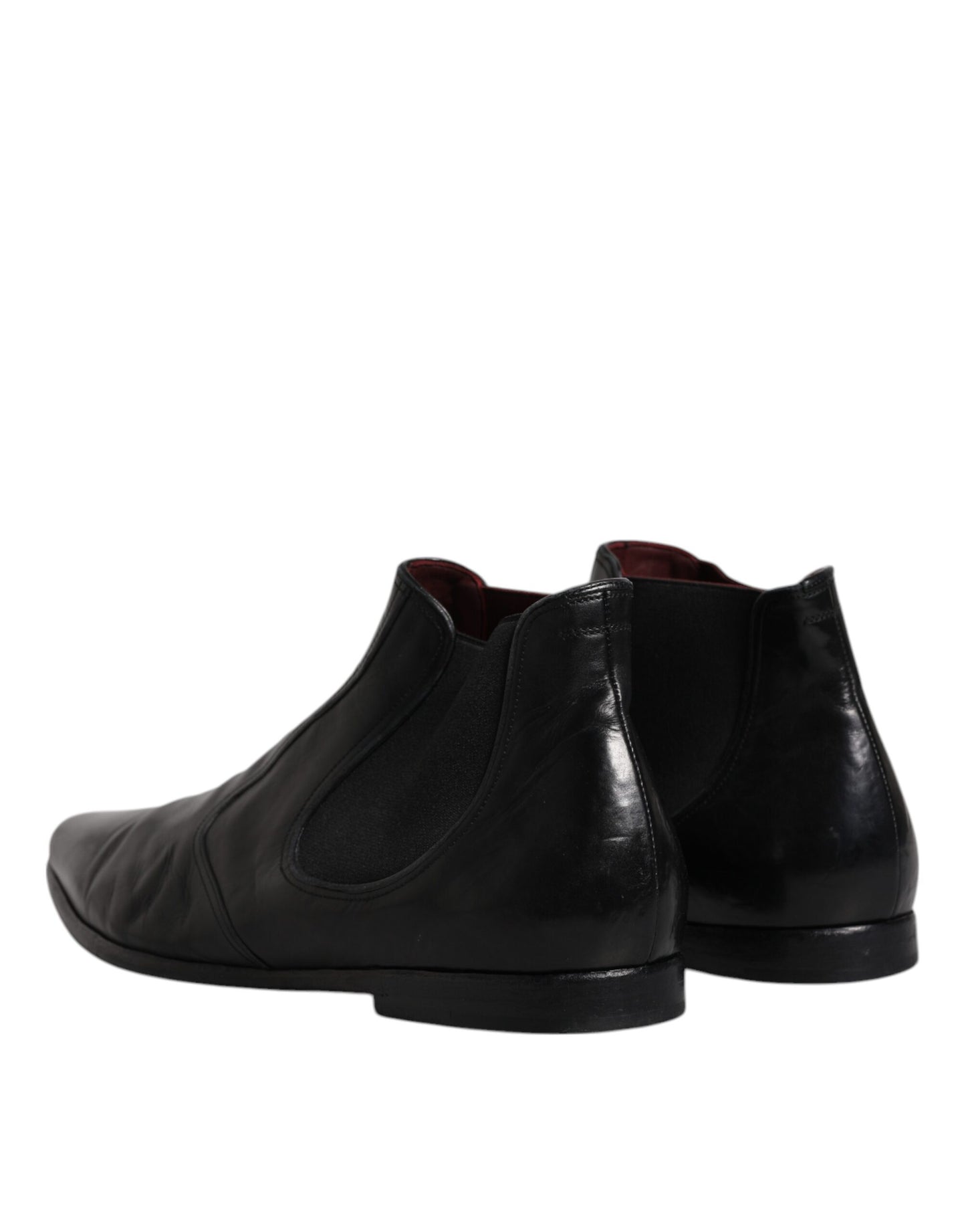 Dolce & Gabbana Black Leather Chelsea Men Ankle Boots Shoes