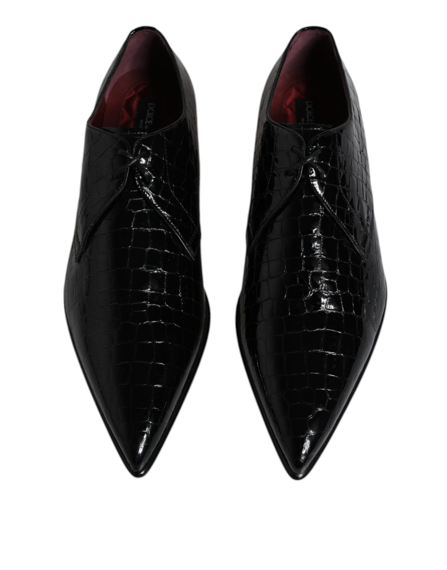 Dolce & Gabbana Black Exotic Leather Mens Derby Formal Shoes