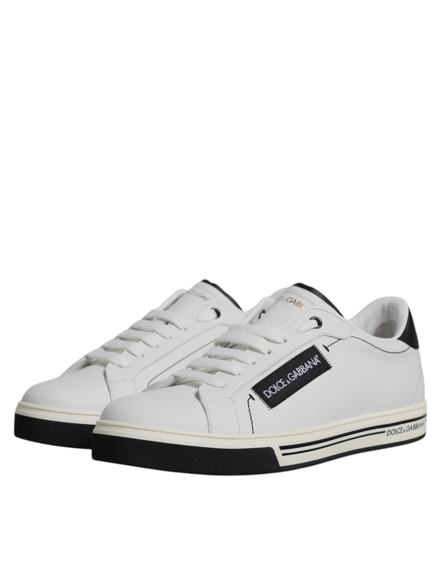 Dolce & Gabbana White Leather Low Top Men Sneakers Shoes