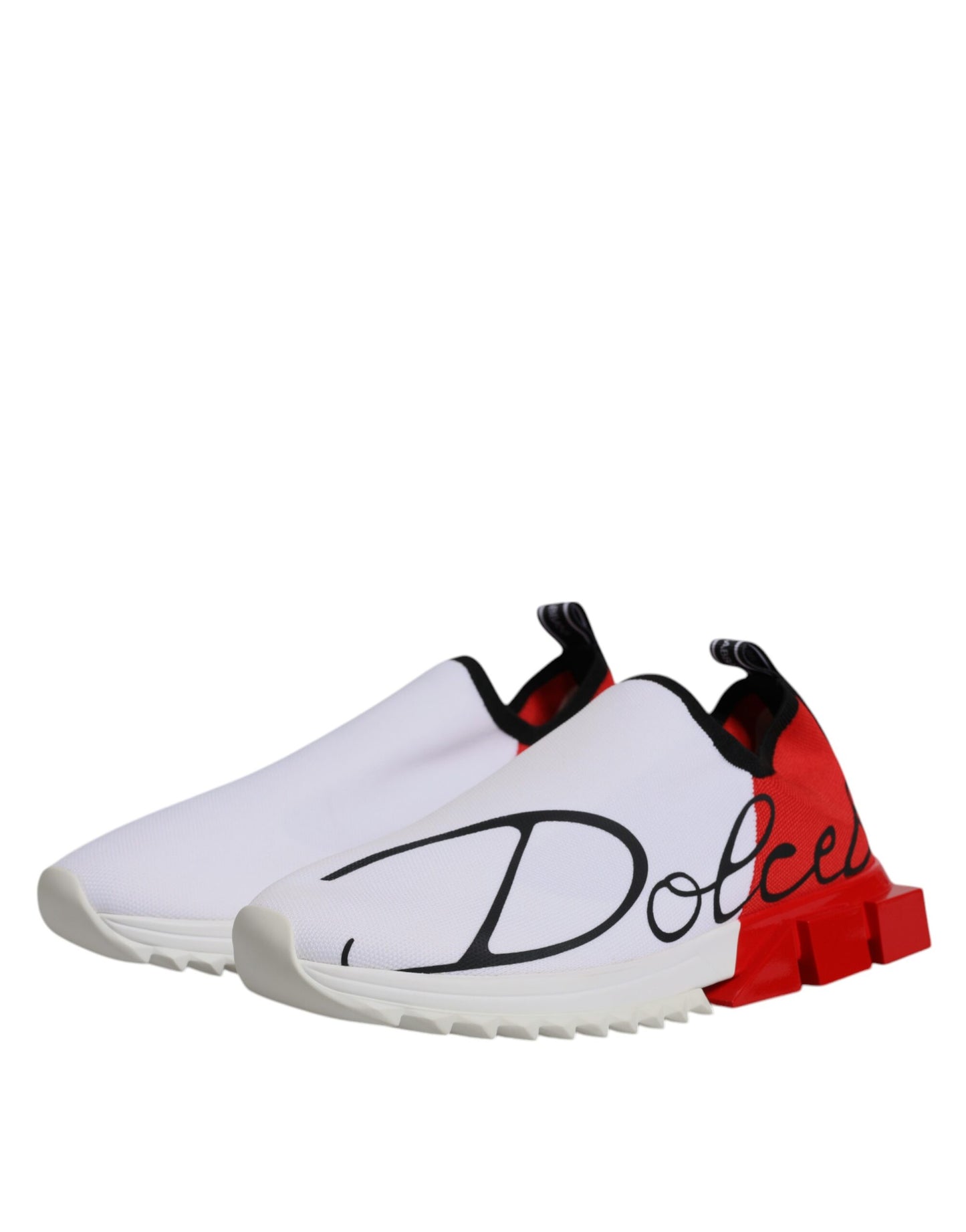 Dolce & Gabbana White Red Low Top Sorrento Men Sneaker Shoes