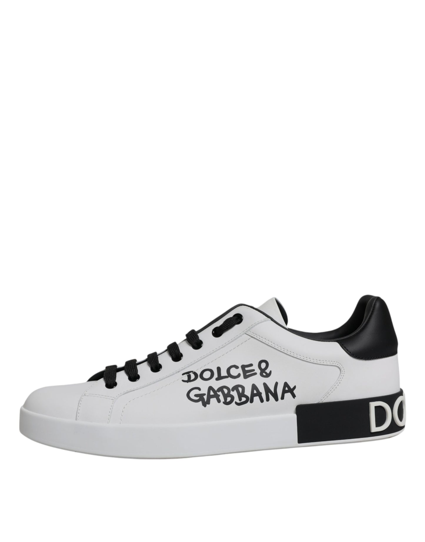 Dolce & Gabbana White Leather Logo Portofino Sneakers Shoes