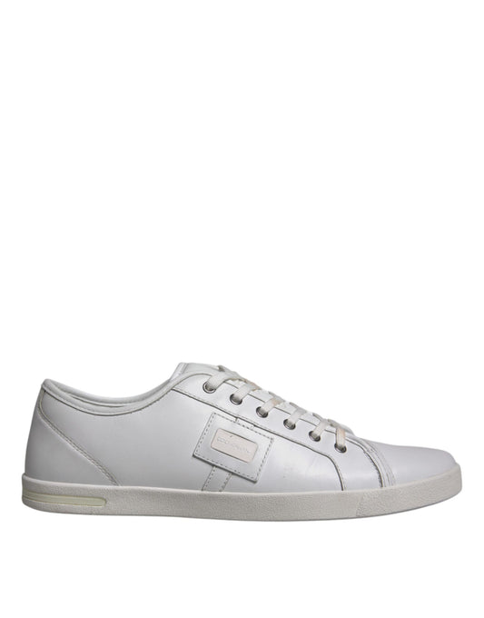 Dolce & Gabbana White Logo Leather Low Top Men Sneakers Shoes