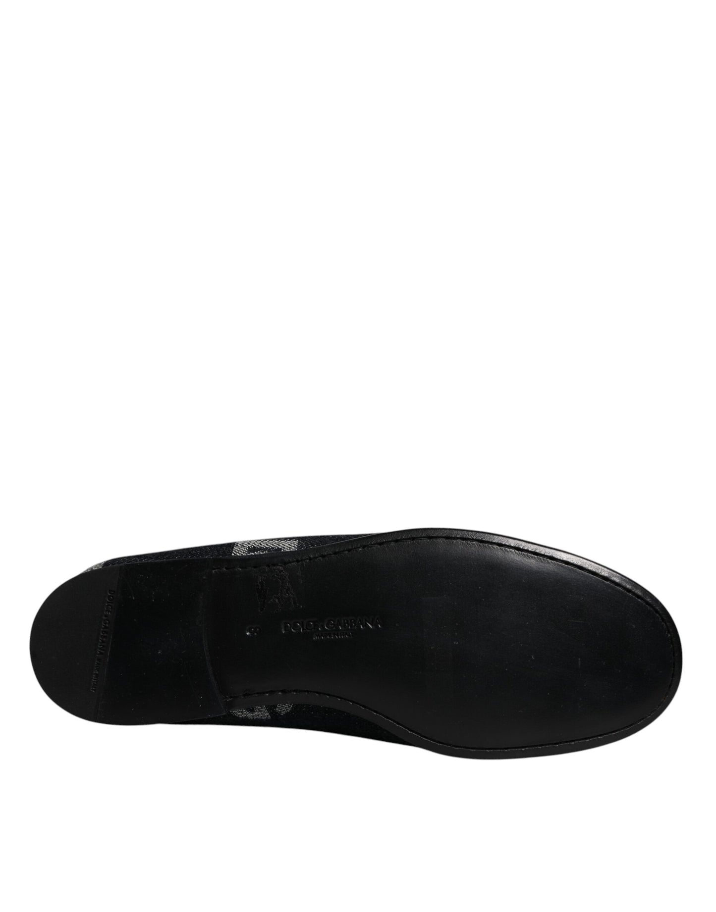 Dolce & Gabbana Black Logo Cotton Loafers Formal Dress Shoes