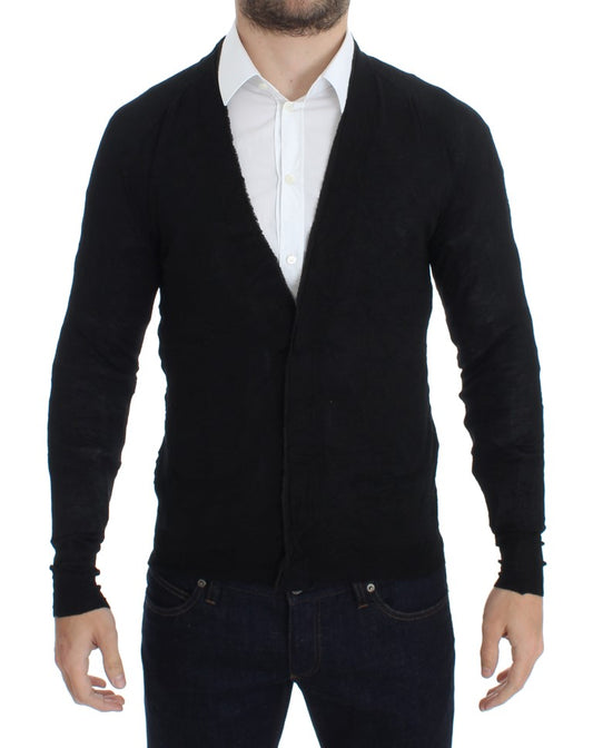 Kostuum Nationaal Elegante Zwarte Merino Wol Cardigan