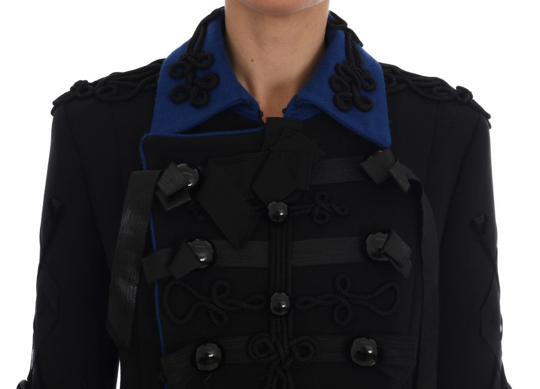 Dolce & Gabbana Chic Black & Blue Short Trench Jacket