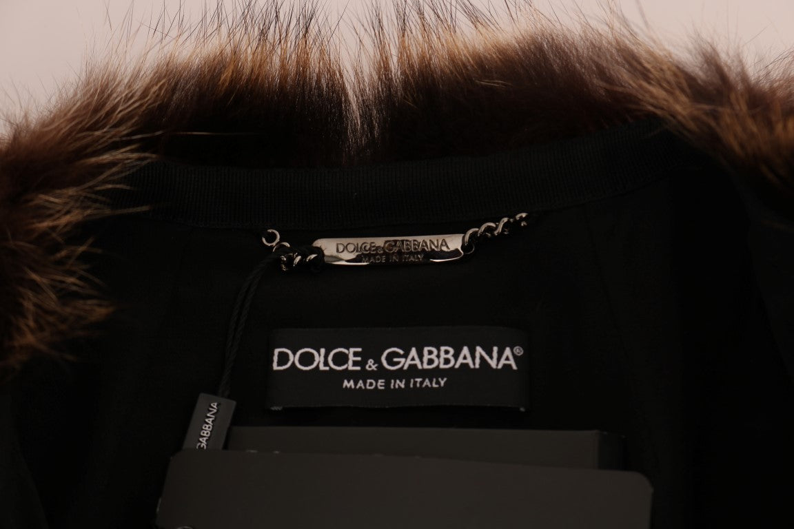 Dolce & Gabbana Elegante bruine wasbeerbont knielange jas