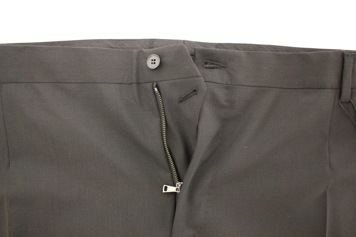 Dolce & Gabbana Elegante Geplooide Zwarte Wollen Broek