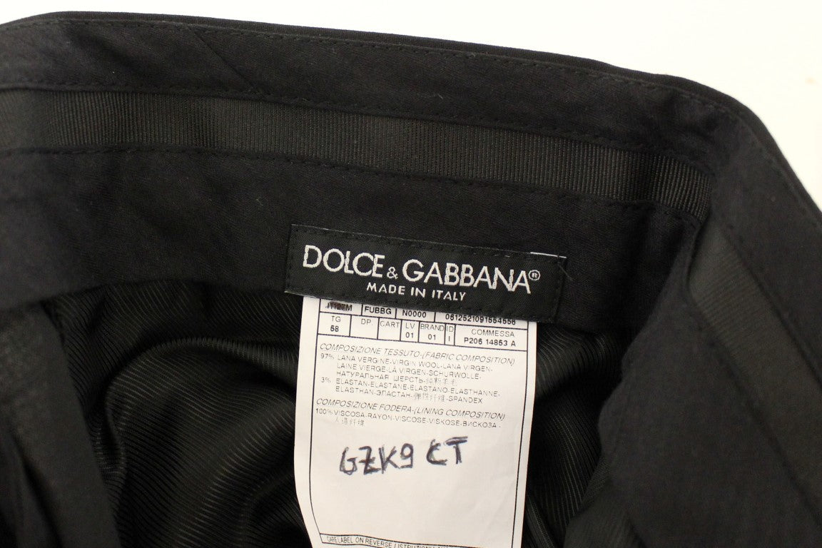 Dolce & Gabbana Elegante Geplooide Zwarte Wollen Broek