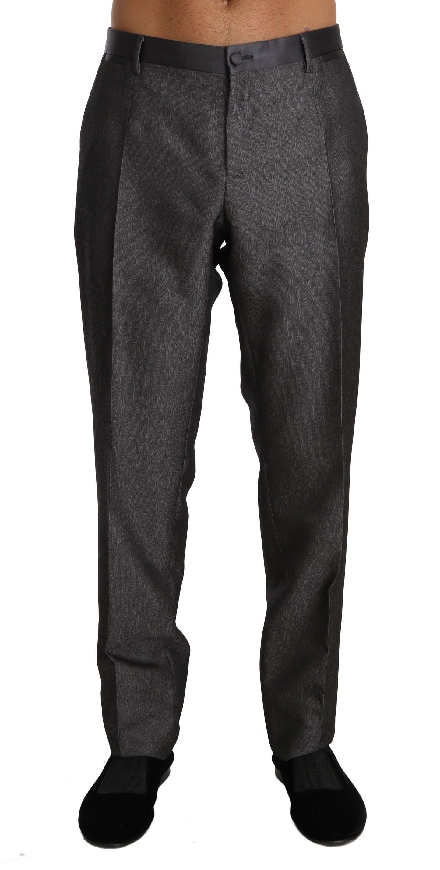 Dolce & Gabbana Elegante Gedessineerde Grijze Wolmix Broek