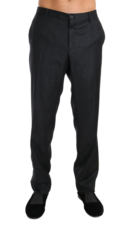 Dolce & Gabbana Elegante Grijze Gedessineerde Formele Broek