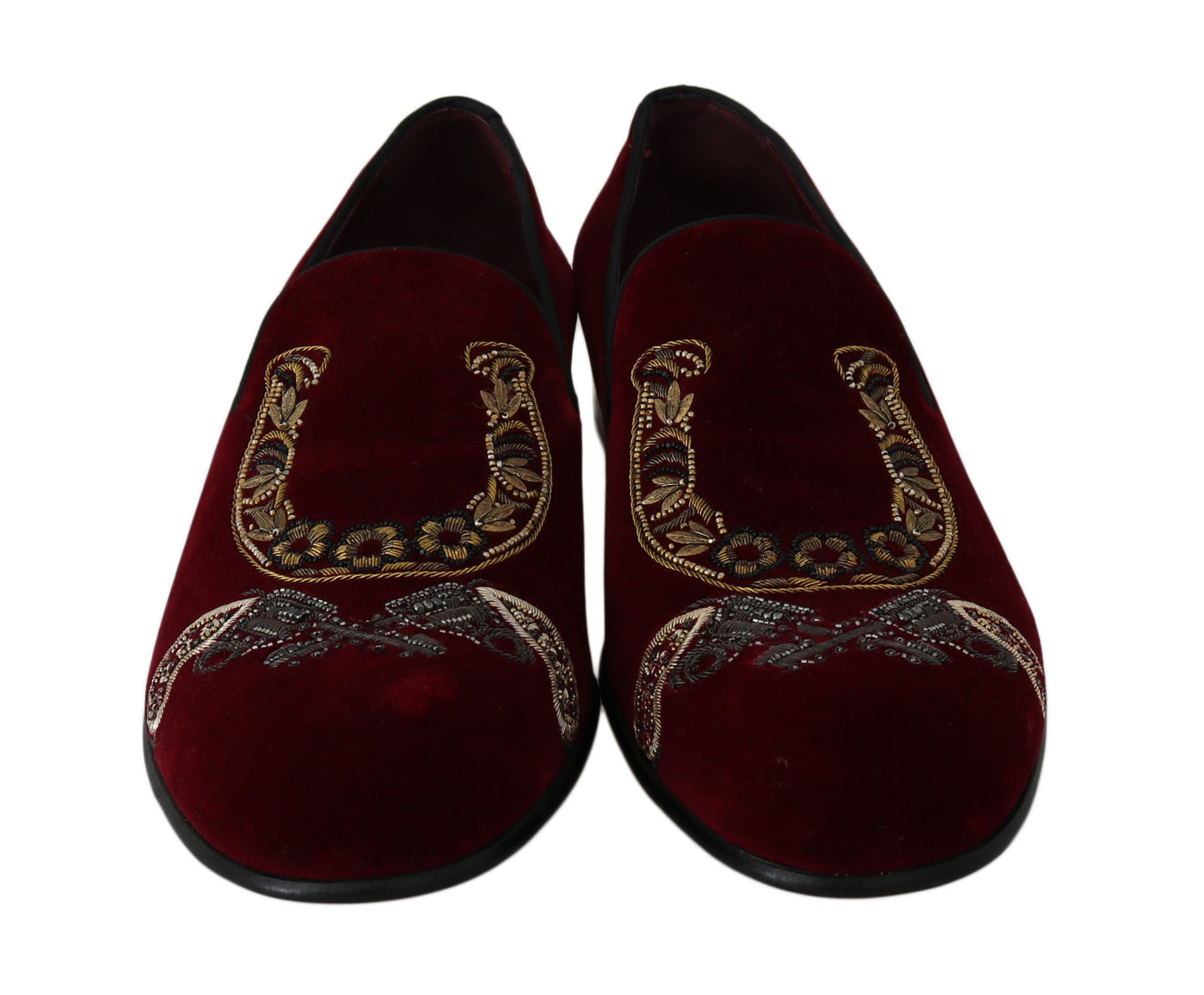 Dolce & Gabbana Bordeaux fluwelen loafers met pailletten voor heren