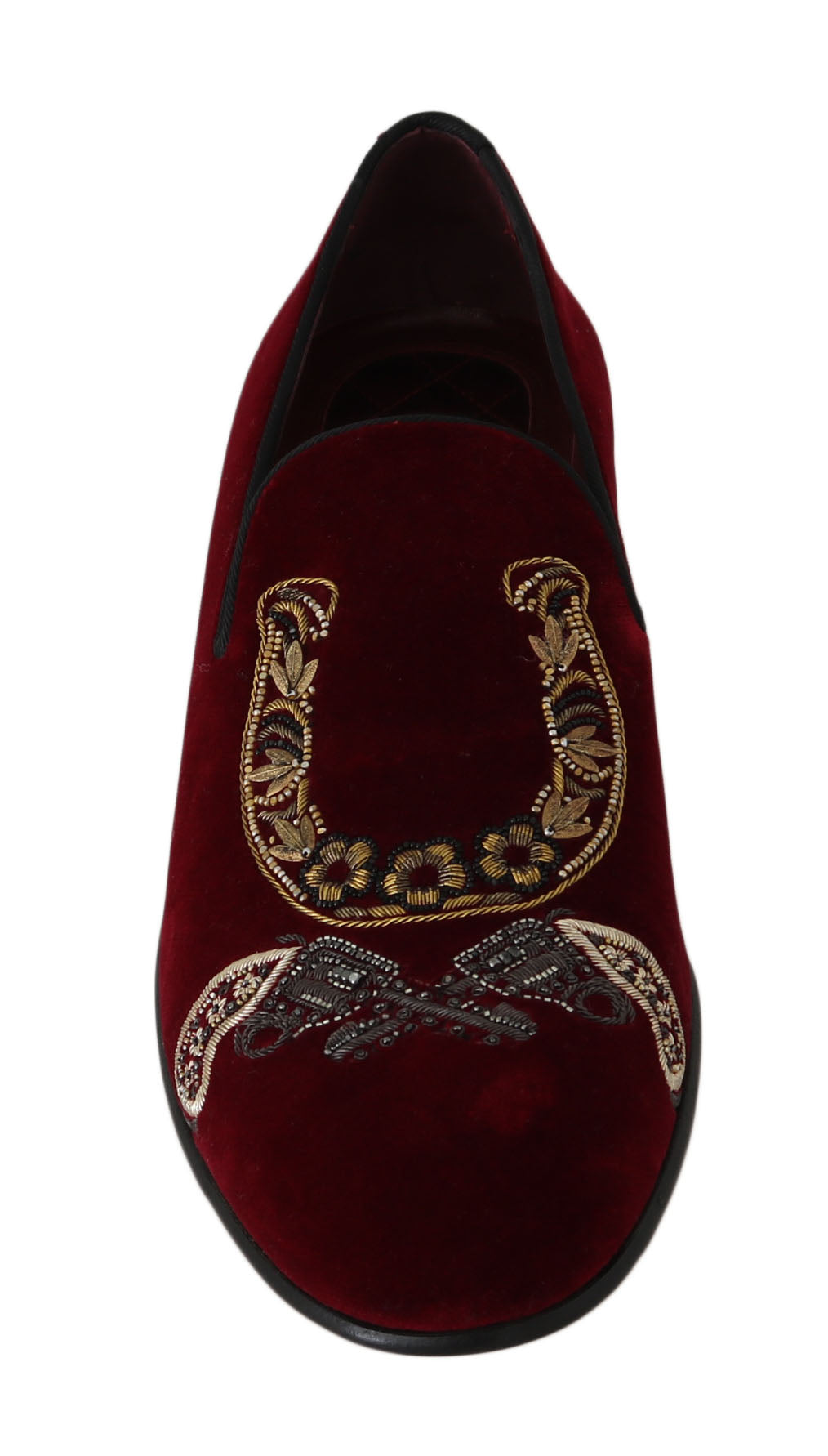 Dolce & Gabbana Bordeaux fluwelen loafers met pailletten voor heren