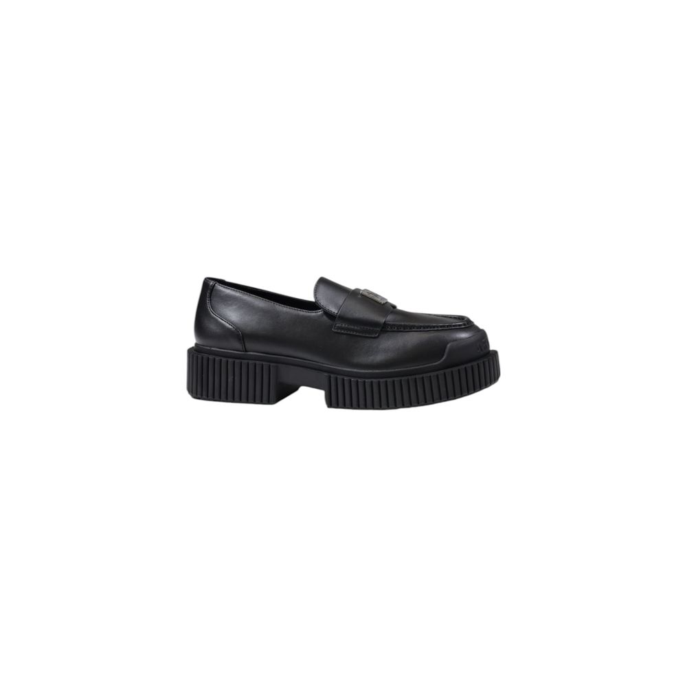 Armani Exchange Black Leather Flat Shoe