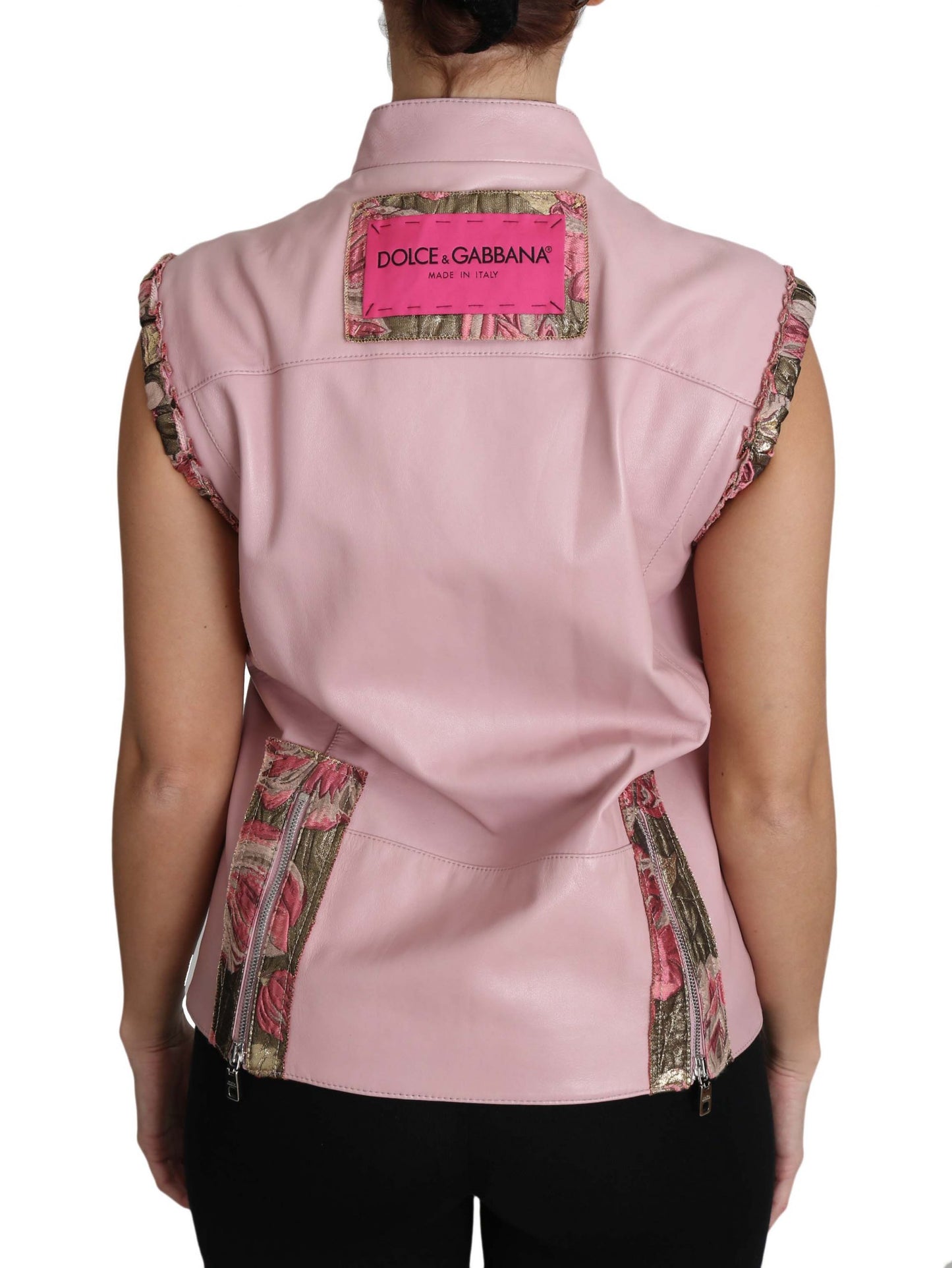 Dolce & Gabbana Prachtig Roze Mouwloos Leren Vest